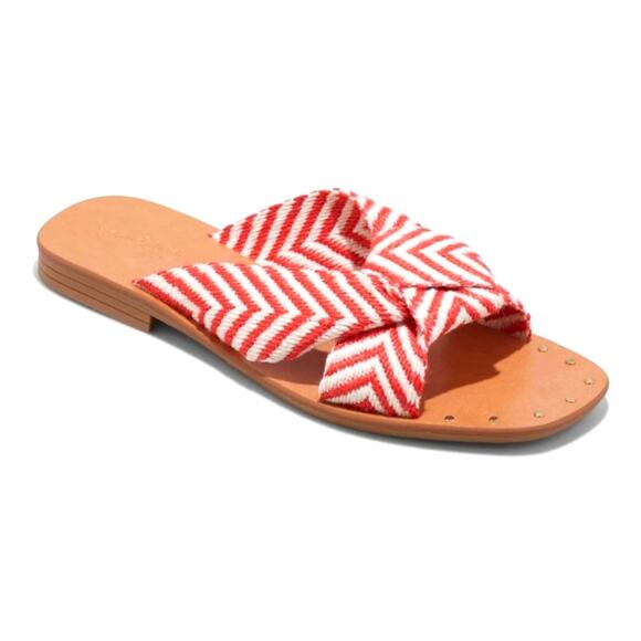 Universal Thread New Women's Red White Knotted Cotton Sandals 972 Slipon Sz 9.5 - Picture 1 of 1